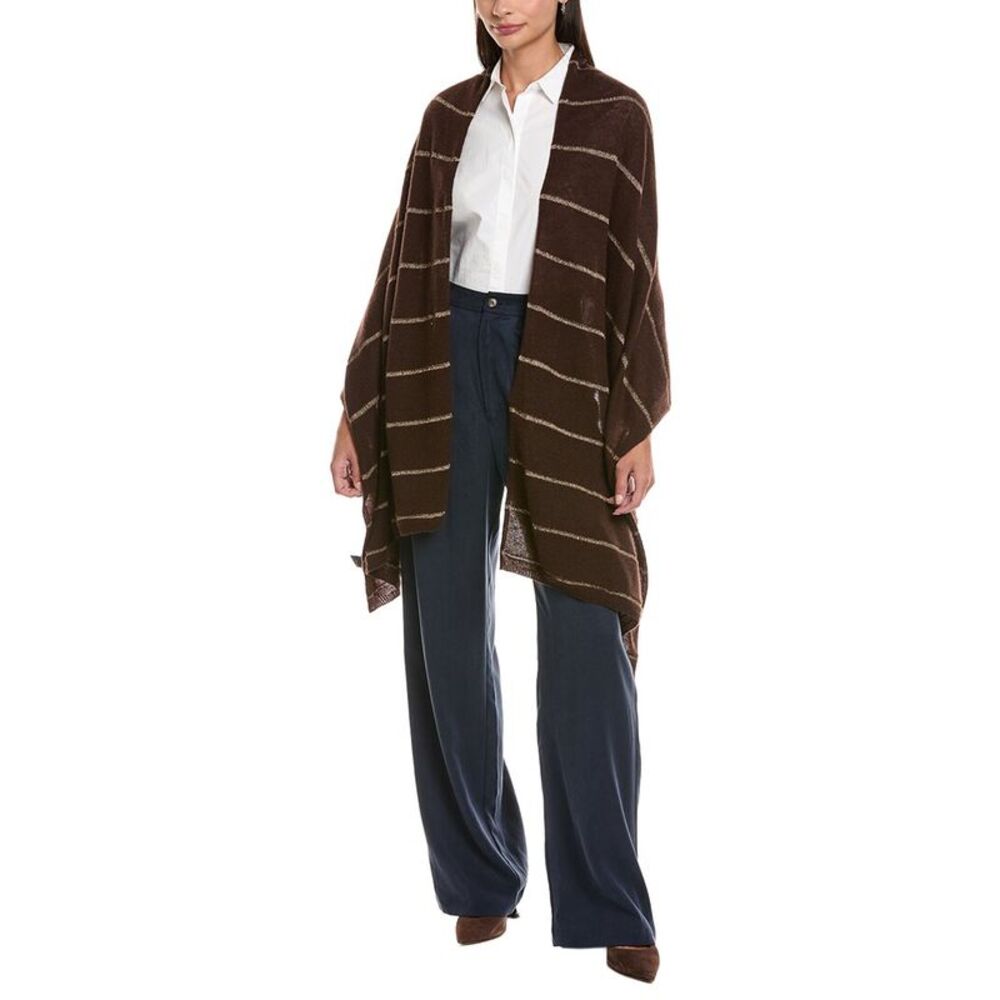 Forte Cashmere Lurex Stripe Cashmere Wrap, Brown